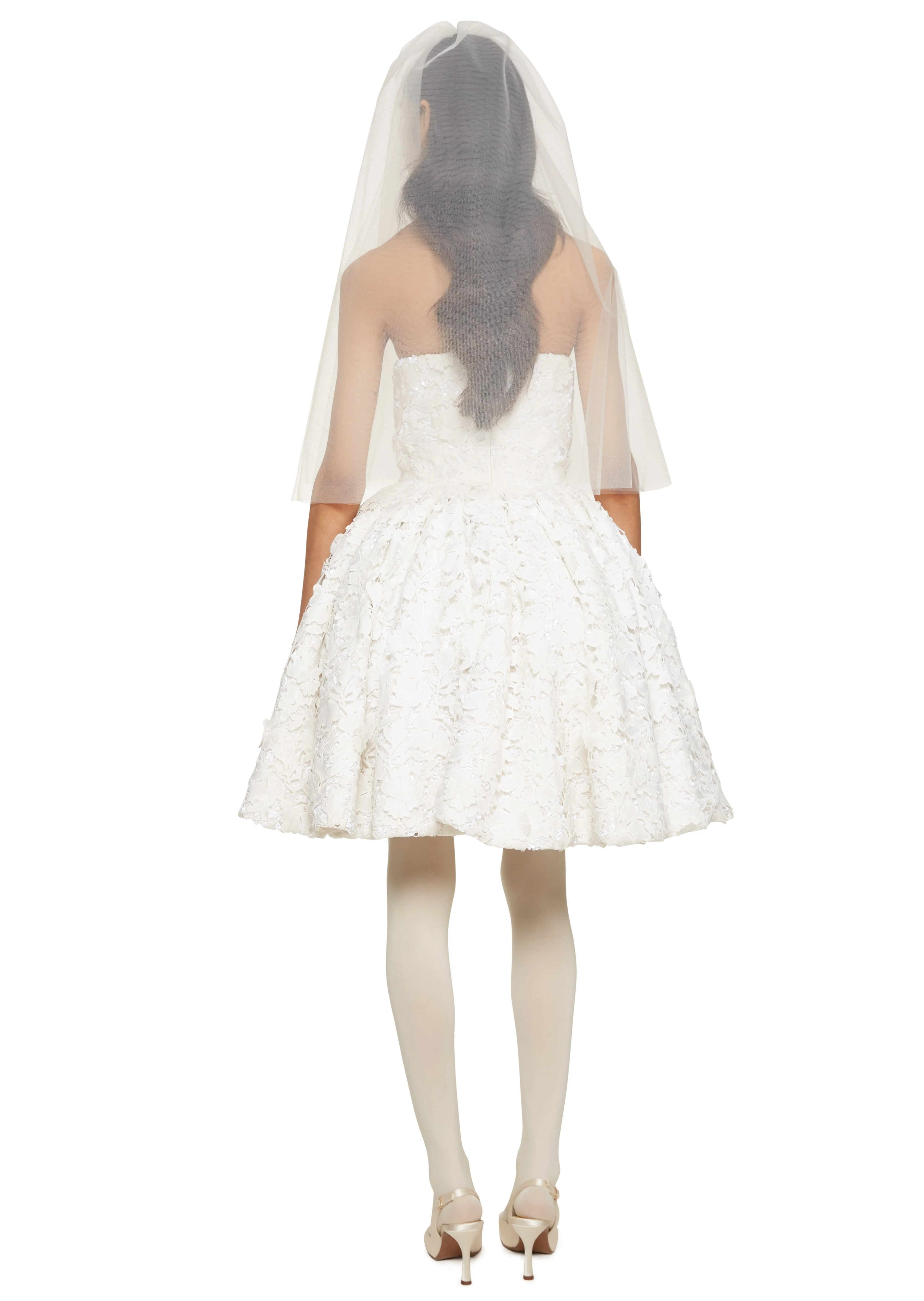 Corset Lace Mini Dress - Ivory - Image 4